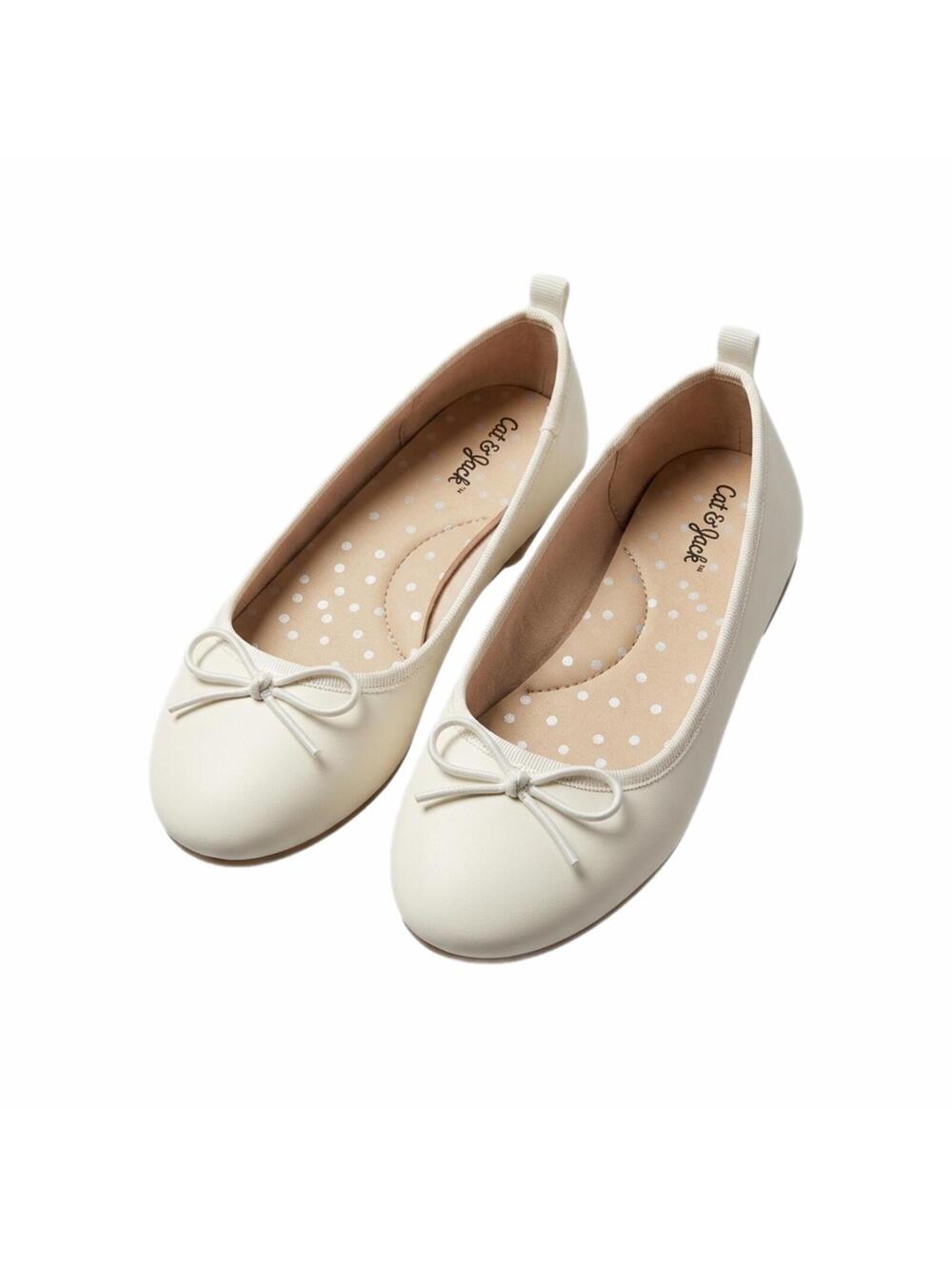 Cat & Jack White Ballet Flats with Bow Detail Size 1 Big Kid